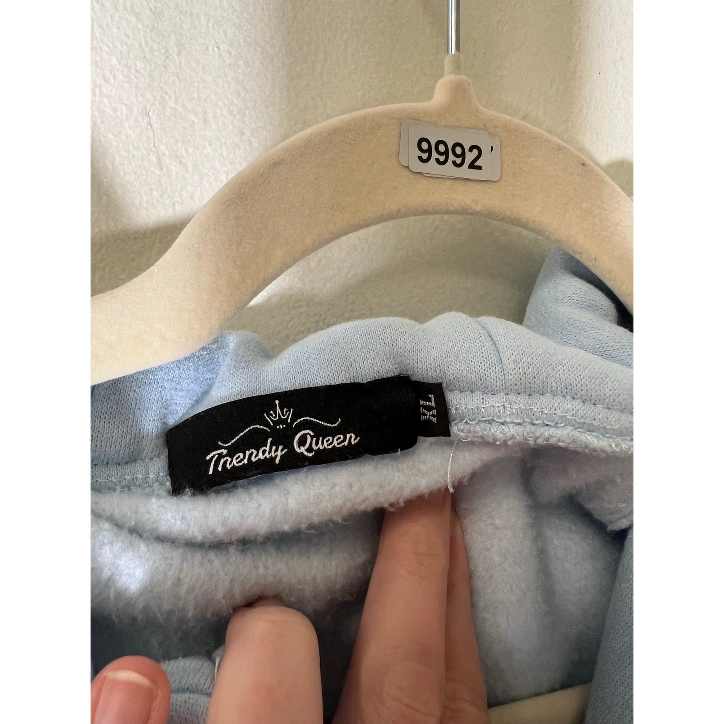 Trendy Queen Baby Blue Hoodie Zip Up Sweatshirt Sz XL