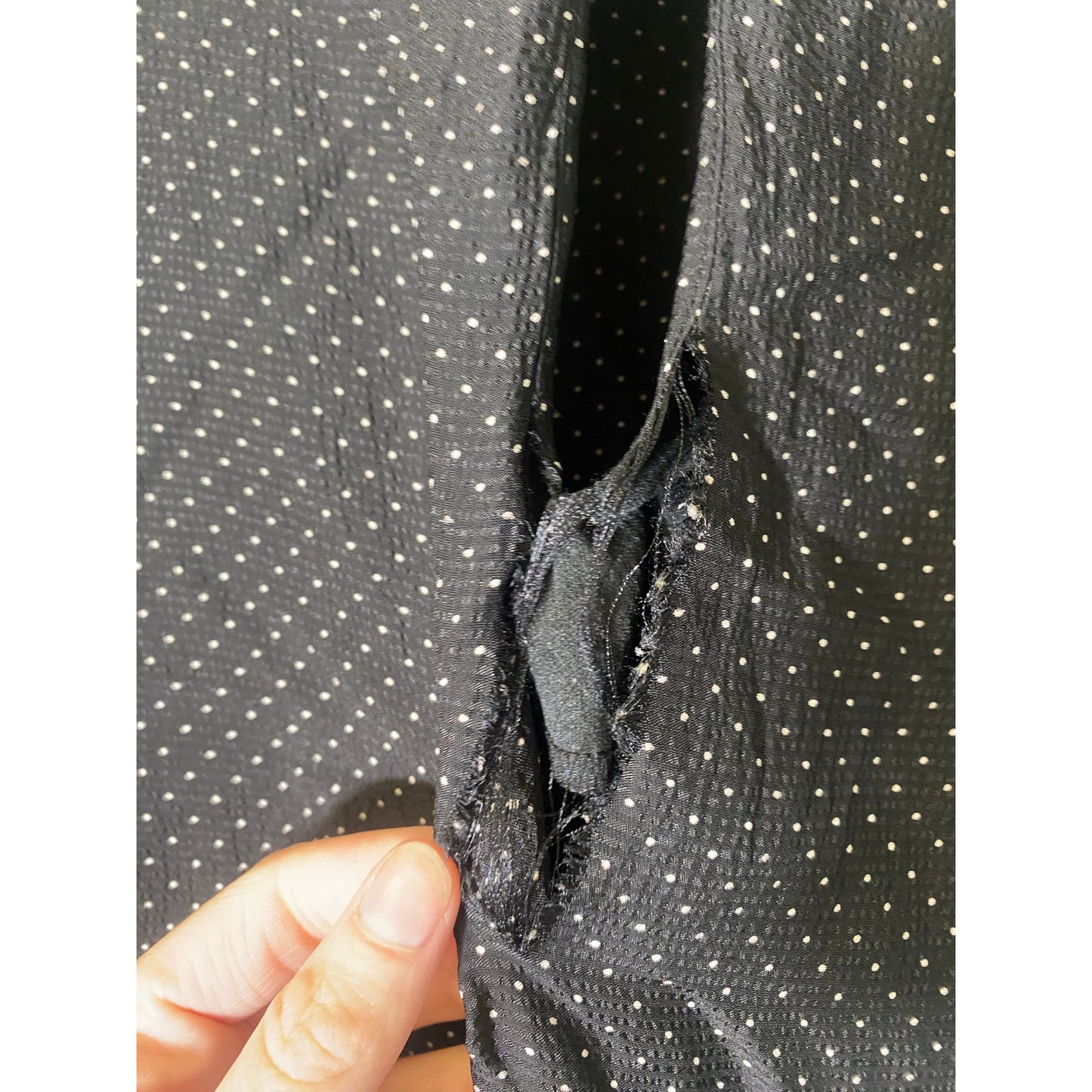 Ann Taylor Black White Polka Dot Long Flair Sleeve Top Sz M