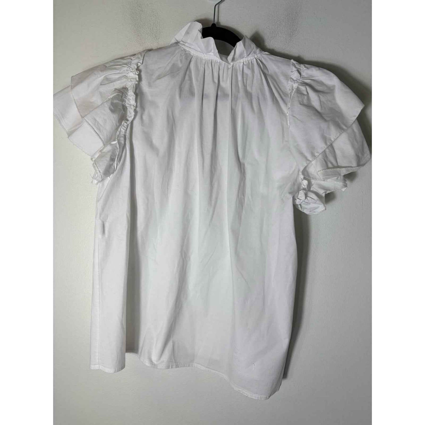 Sofia Made in Italy White V-Neck Flutter Sleeve Cotton Top Sz S