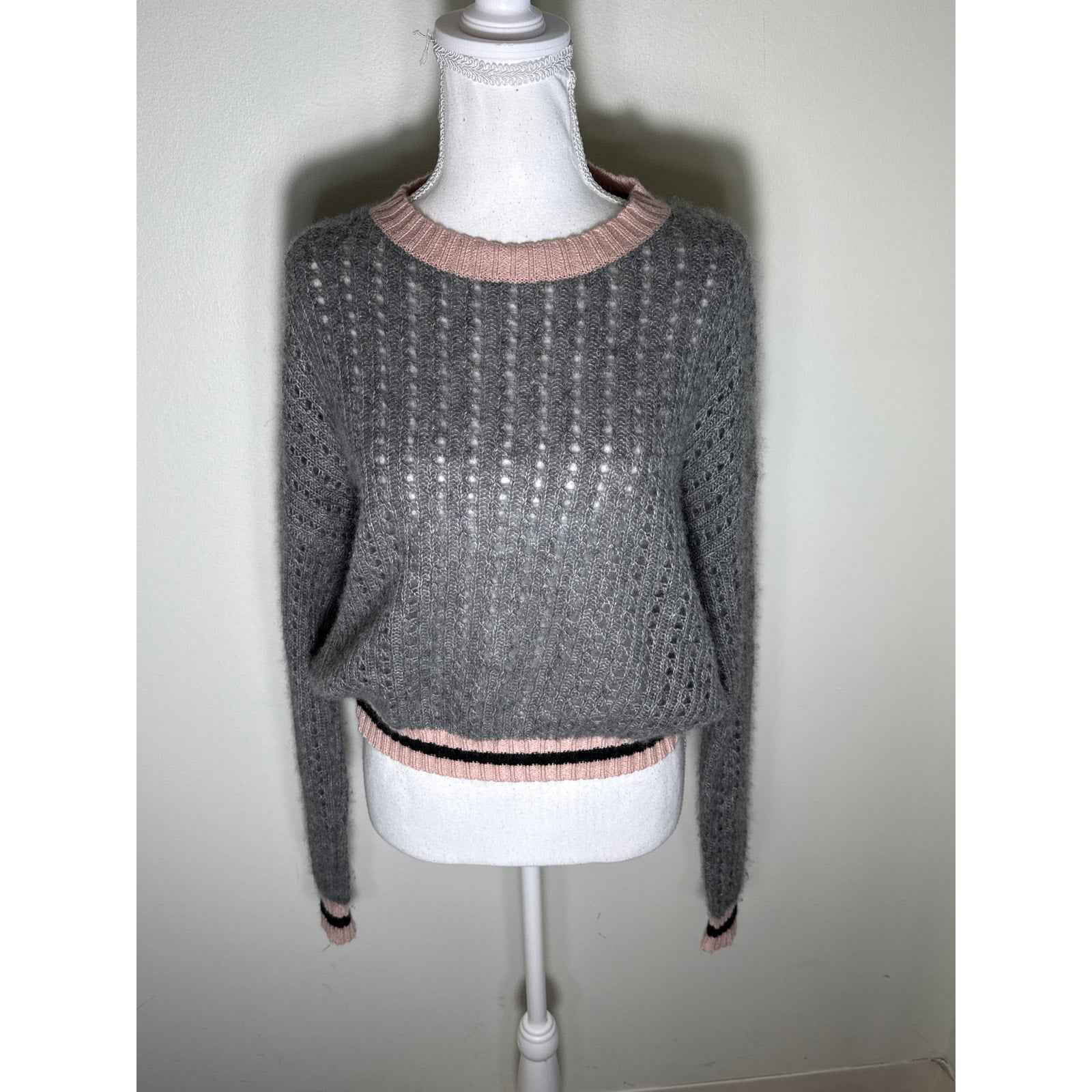 Autumn Cashmere Oatmeal Long Sleeve Knit Body Con Sweater Dress Sz M