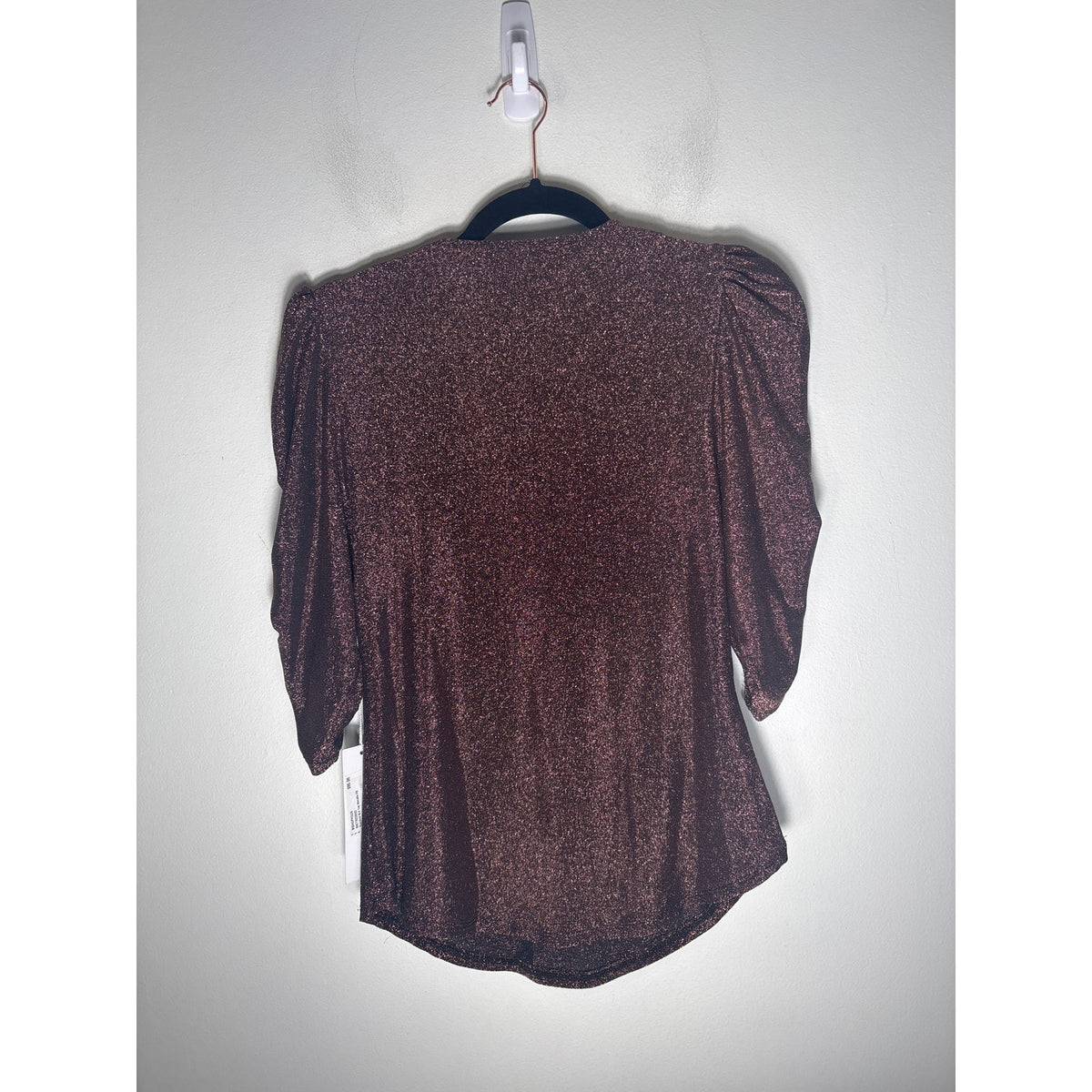 NWT Bishop + Young Metallic Half Sleeve Ruched Top Sz XS