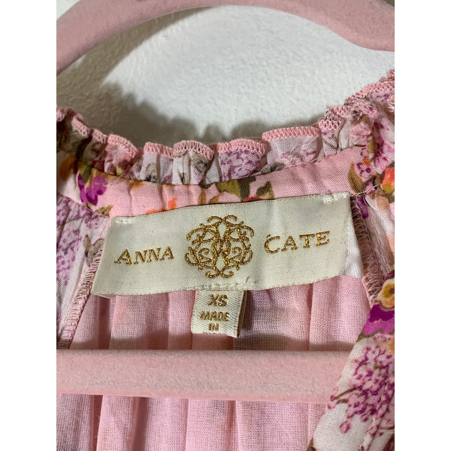 Anna Cate Pink Floral Flutter Sleeve Dress Sz XS