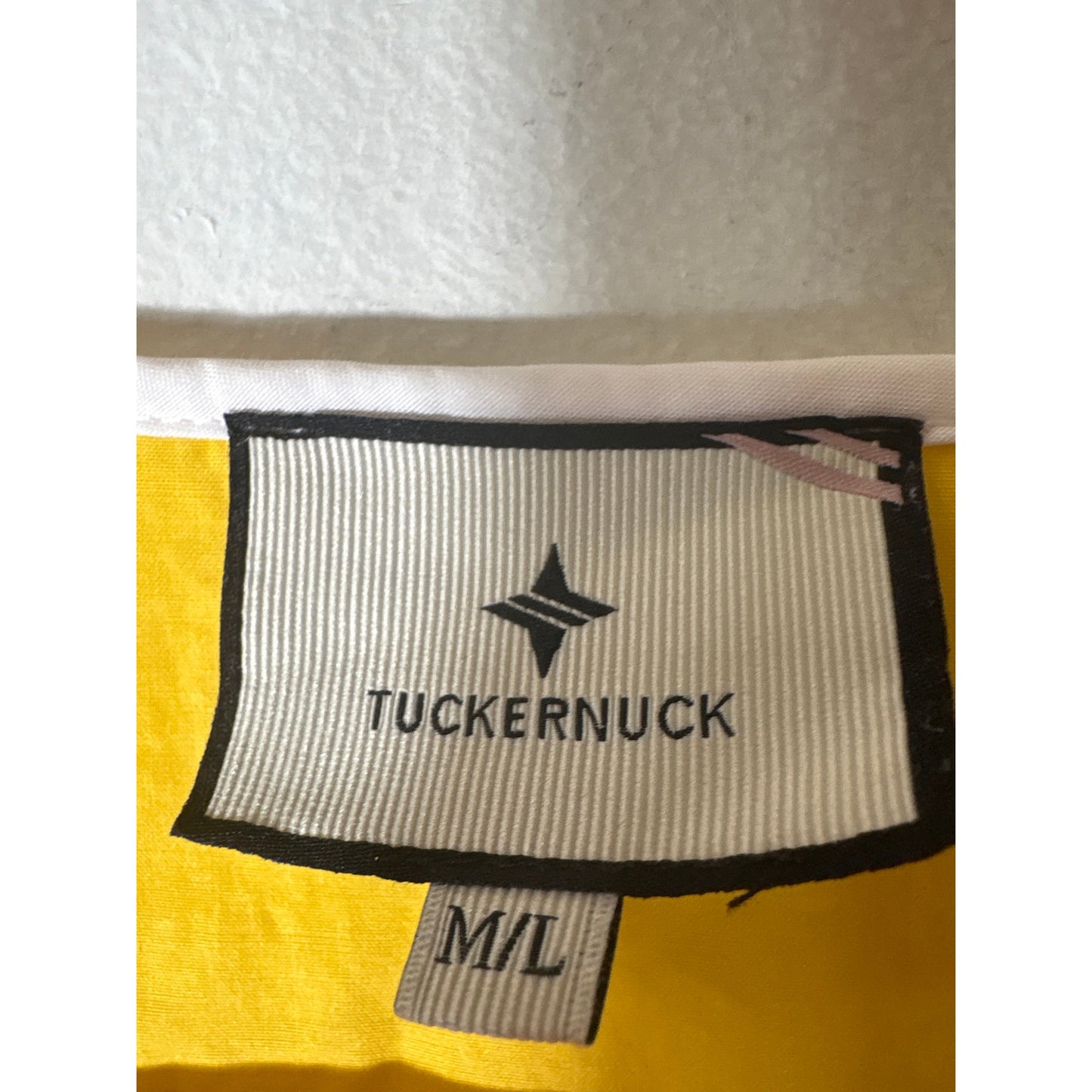 Tuckernuck Yellow and White Zip Front Kaftcan Sz M/L