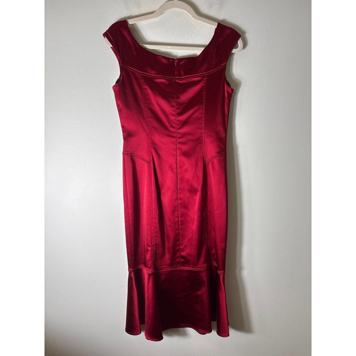 David Meister Rred Satin Midi Cocktail Dress Sz 8