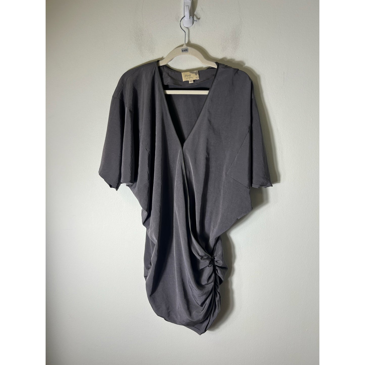 Elizabeth and James Gray Ruched Zipper Mini Dress Sz XS