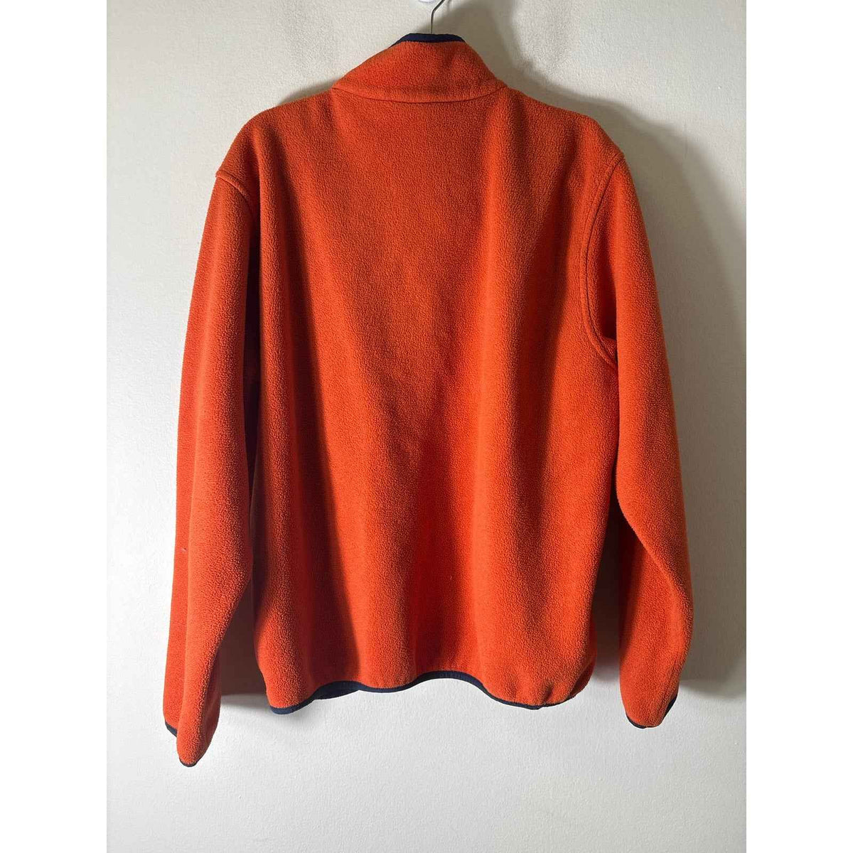 LL Bean Orange with Navy Trim Fleece Pullover Sz XL