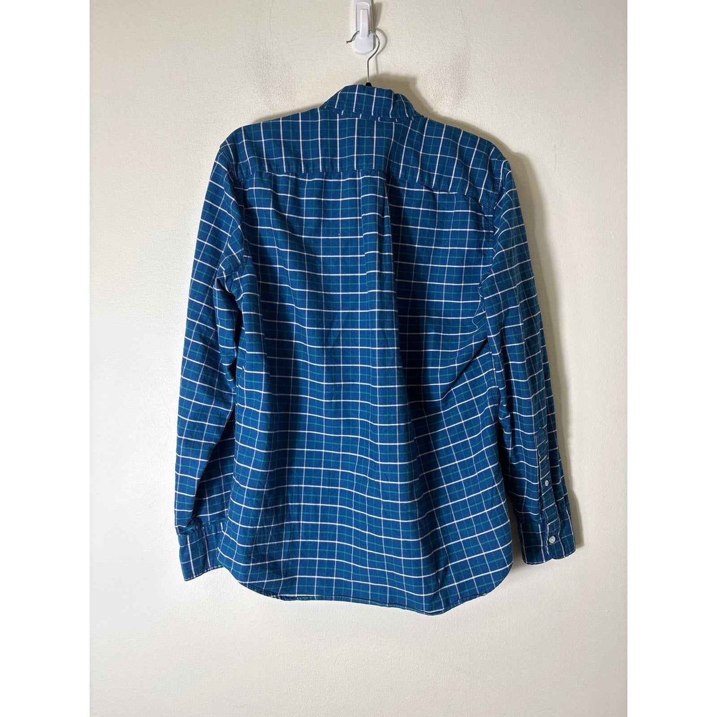 Mens J.Crew Classic Flex Oxford Blue Window Pane Button Up Shirt Sz M