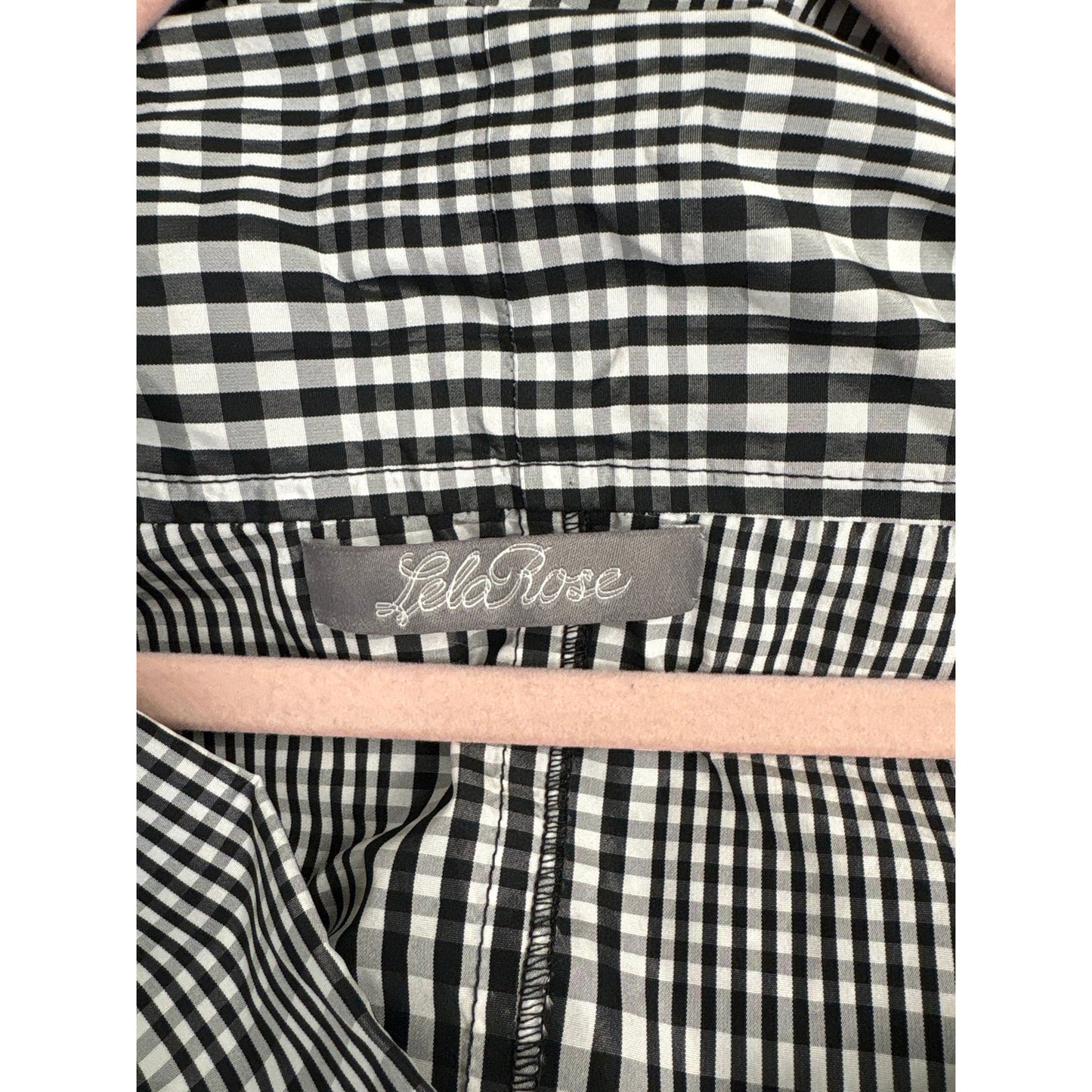 Lela Rose Black White Gingham Dramatic Wrap Top Sz 10