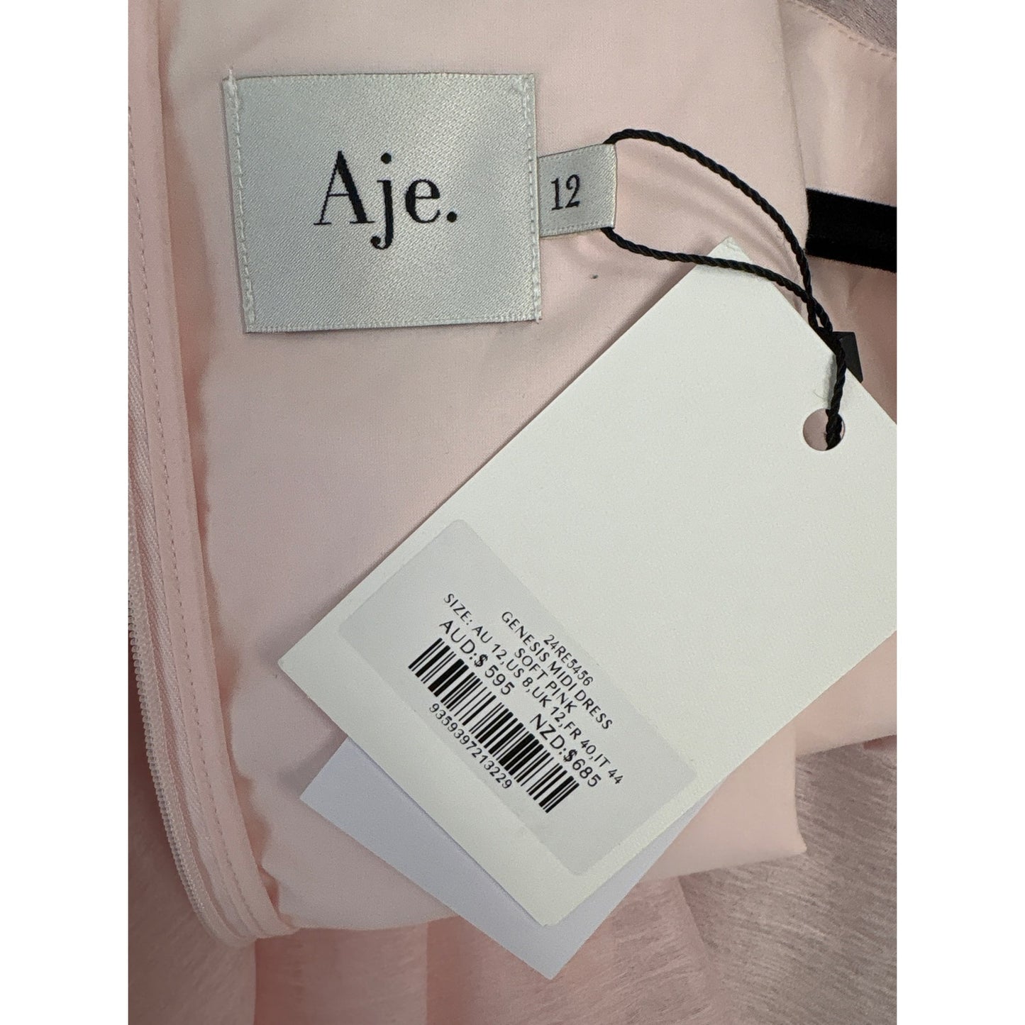 NWT Aje. Genesis Midi Soft Pink Dress Sz 8