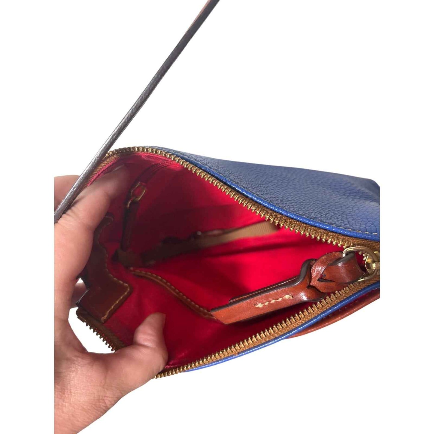 Dooney & Bourkey Blue Pebbled Crossbody Bag 9"x7"