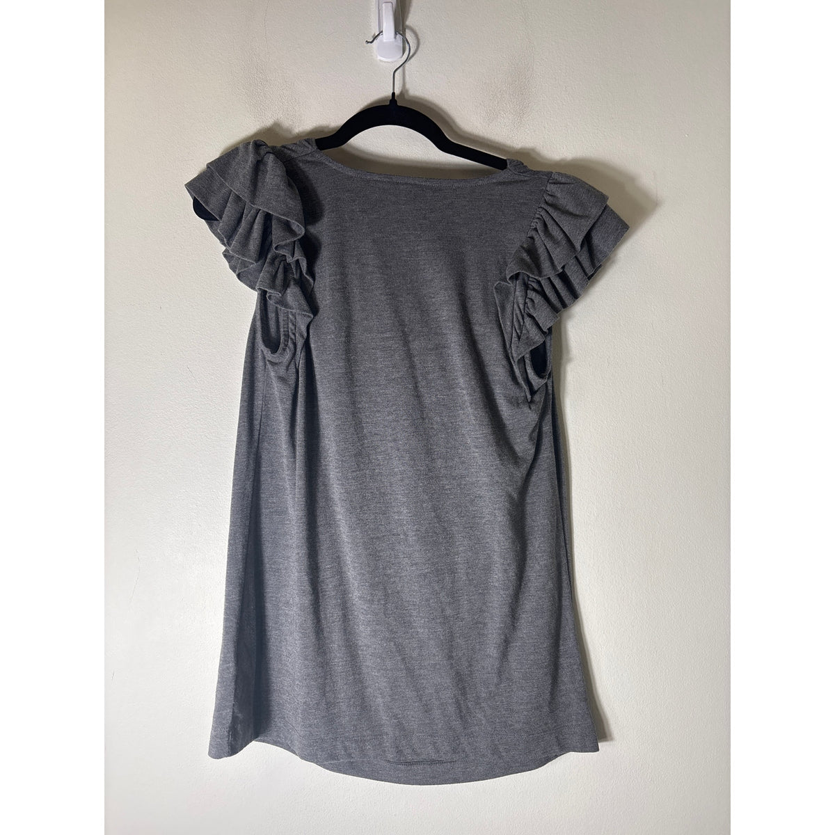 French Connection Gray Cowl Neck Ruffled Flutter Sleeves Sz S