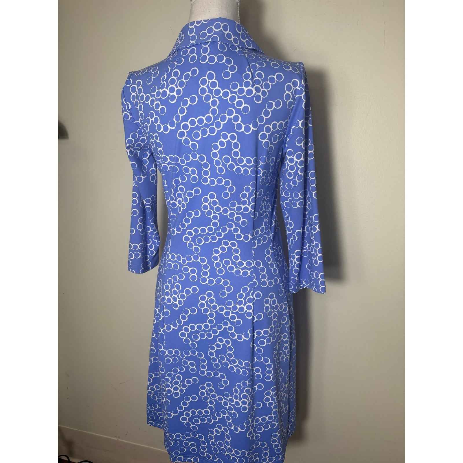 NWT Elizabeth McKay Blue and White Alexia Dress Sz S