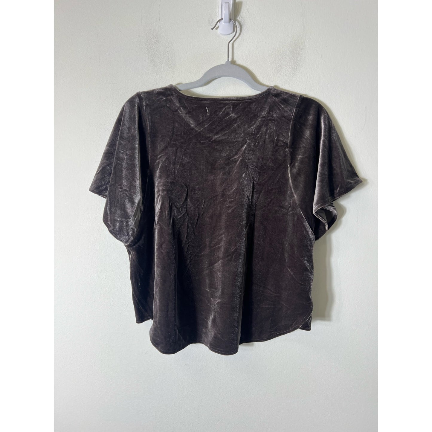 Madewell Gray Velvet Short Sleeve Shirt Sz S
