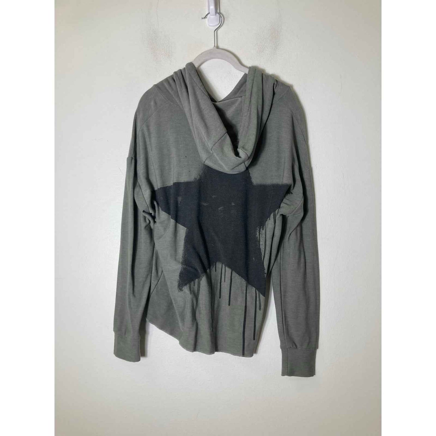 Chaser Hunter Green Black Star Long Sleeve Hooded Sweatshirt Sz L