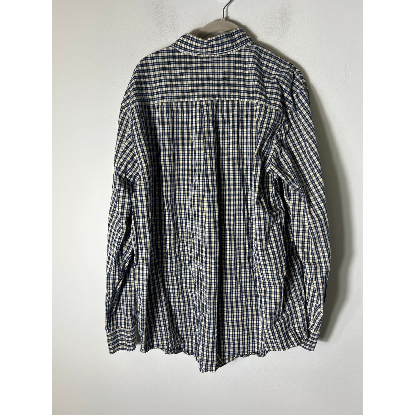 Chaps Yellow and Navy Plaid Button Up Long Sleeve Shirt Sz XL