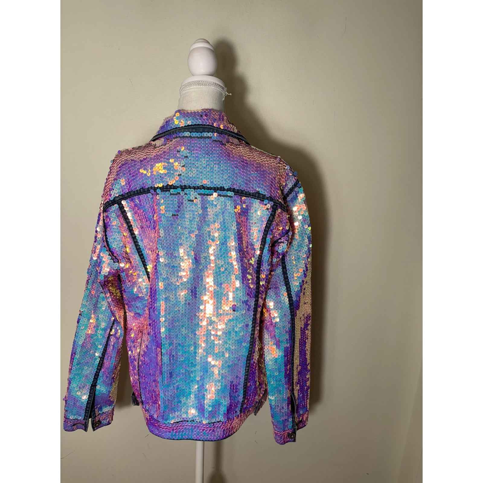 Free People Pink X Momo Sequin Embroidered Demi Jacket Sz L