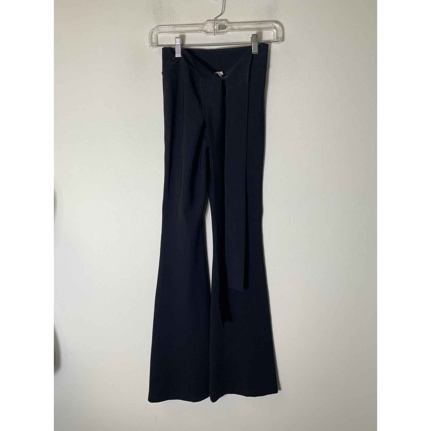 Helmut Lang Black Flare Leg Pants that Ties around the Waist Sz XS
