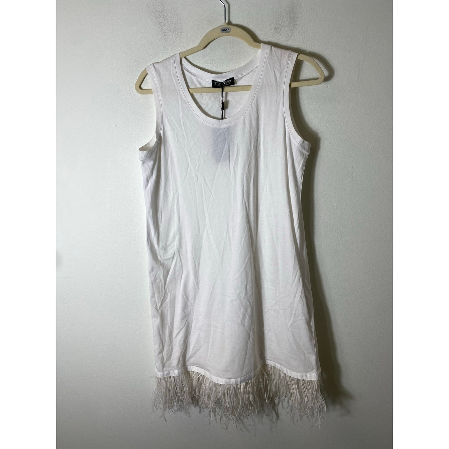 NWT Twinset Simona Barbeiri White Sleeveless Midi Dress Sz S