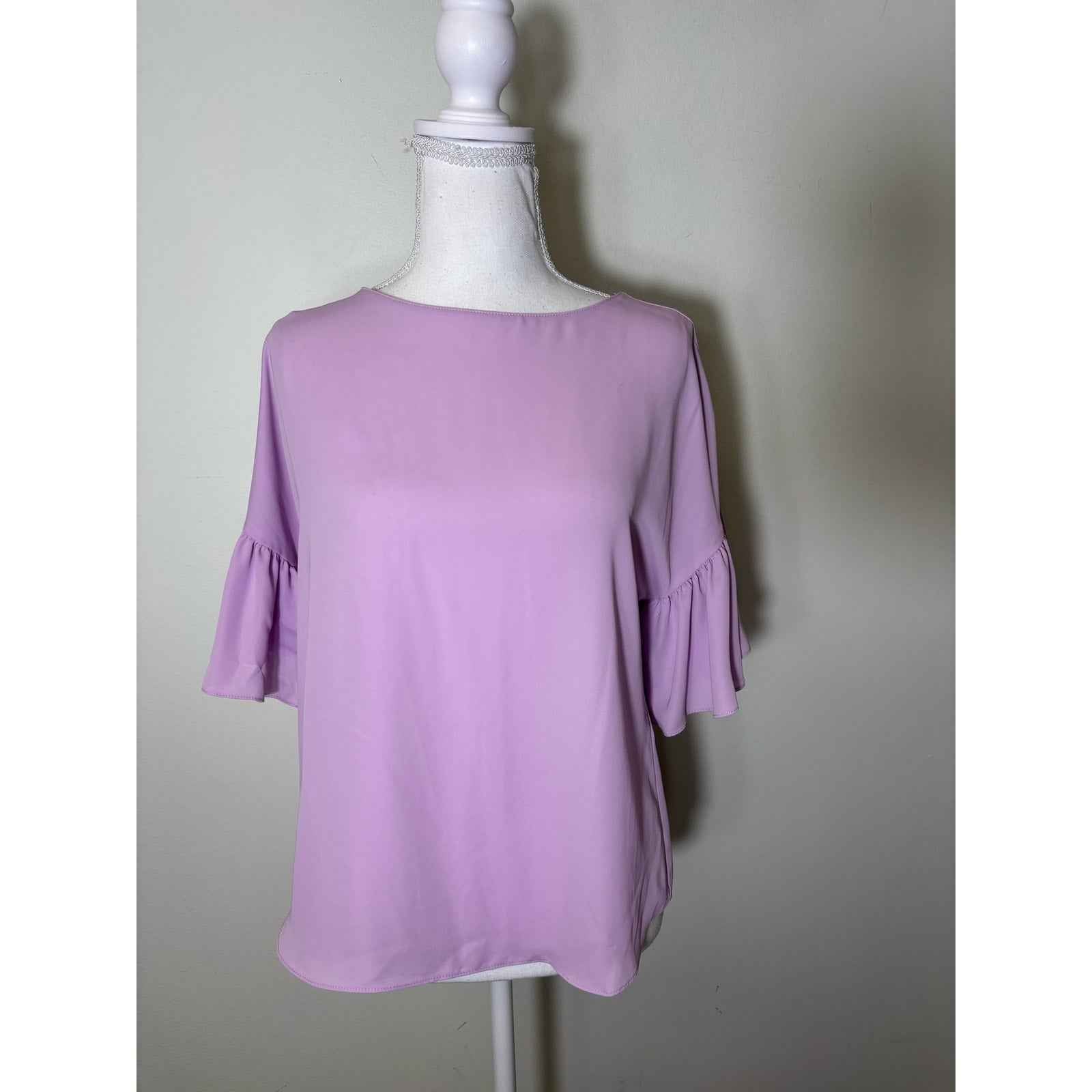 Amanda Uprichard Ruffle Short Sleeve Flowy Lavendar Blouse Sz S