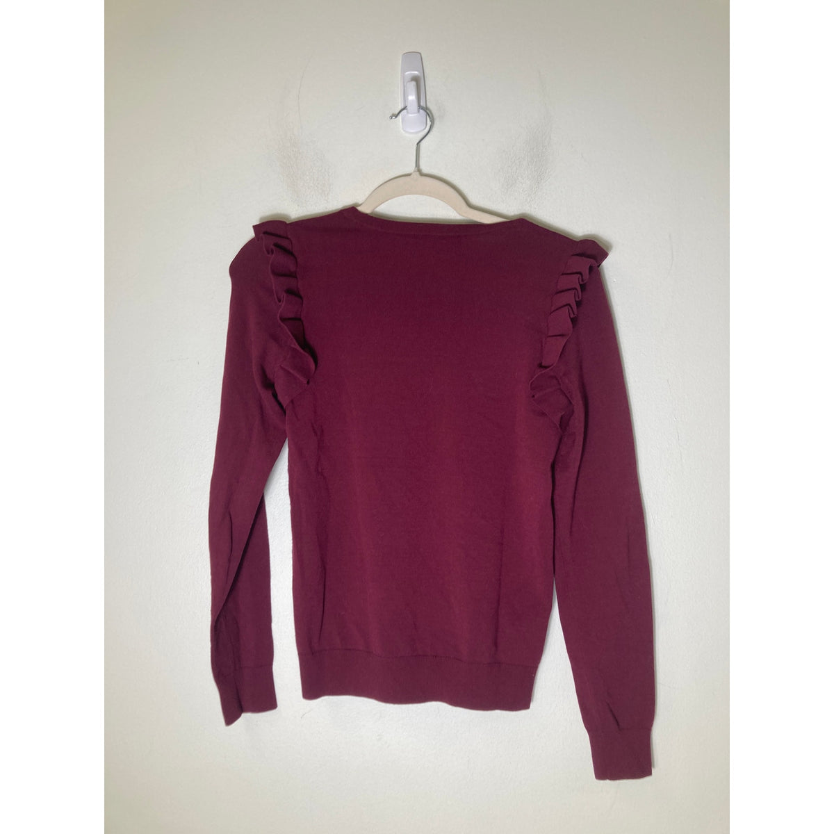 Ann Taylor Burgandy Long Sleeve Crewneck Top Sz SP
