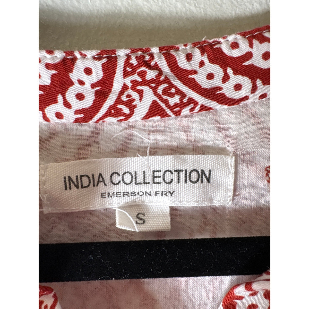 Emerson Fry / India Collection Red and white Block Print Maxi Dress Sz S