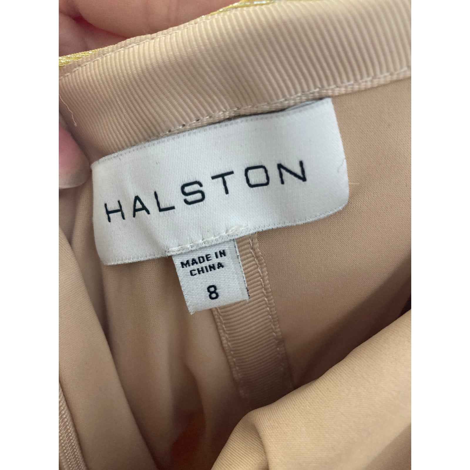 Halston Shimmery Silver threaded Yellow Gown Sz 8