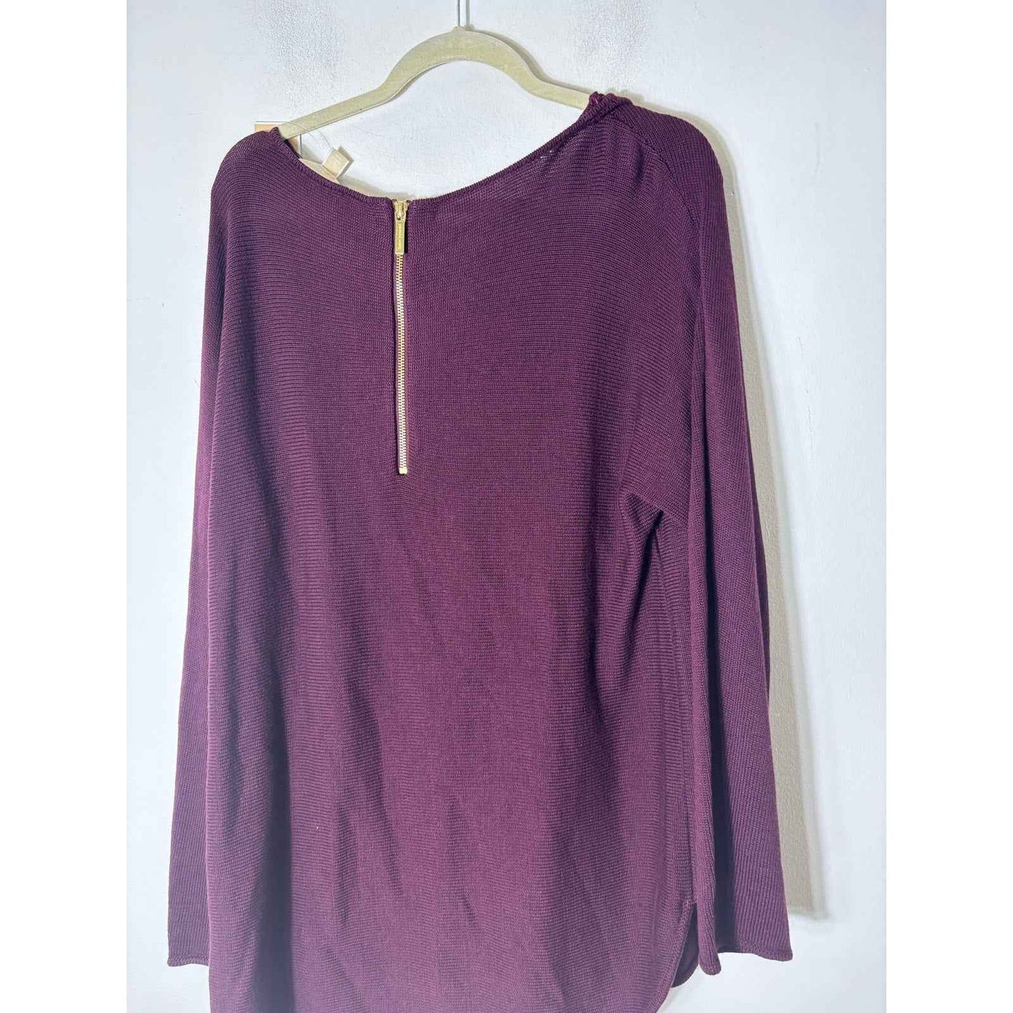 NWT Michael Michael Kors Eggplant Purple Long Sleeve Knit Sweater Sz L