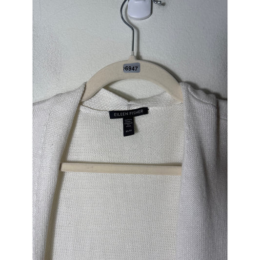 Eileen Fisher White Long Cardigan Sz XS