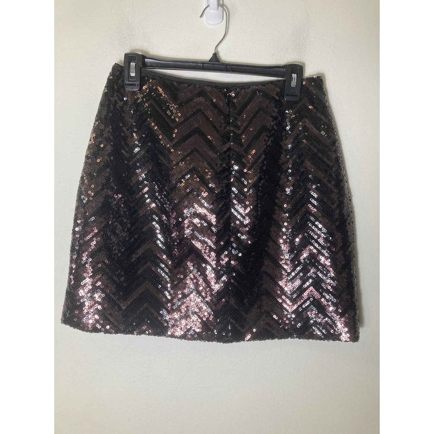 Trina Turk Dark Brown Heringbone Senquin Mini Skirt Sz 8 (30" W)