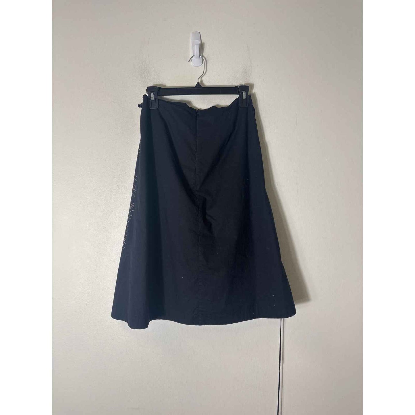 Mix Nouveau Black Pink Embroidered A-Line Knee Length Skirt Sz 10
