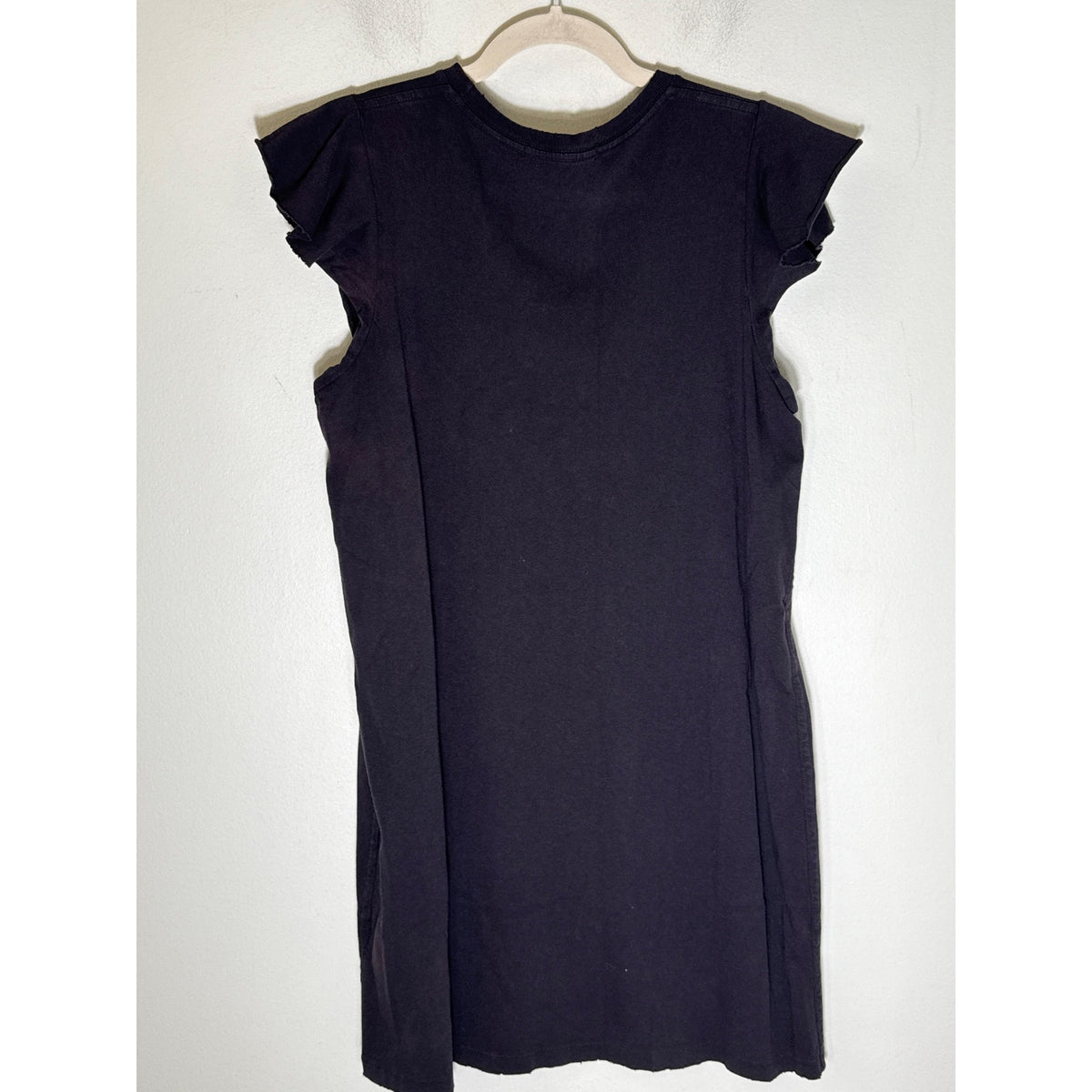 AMO Black Raw Edge Flutter Sleeve Tee Dress Sz M