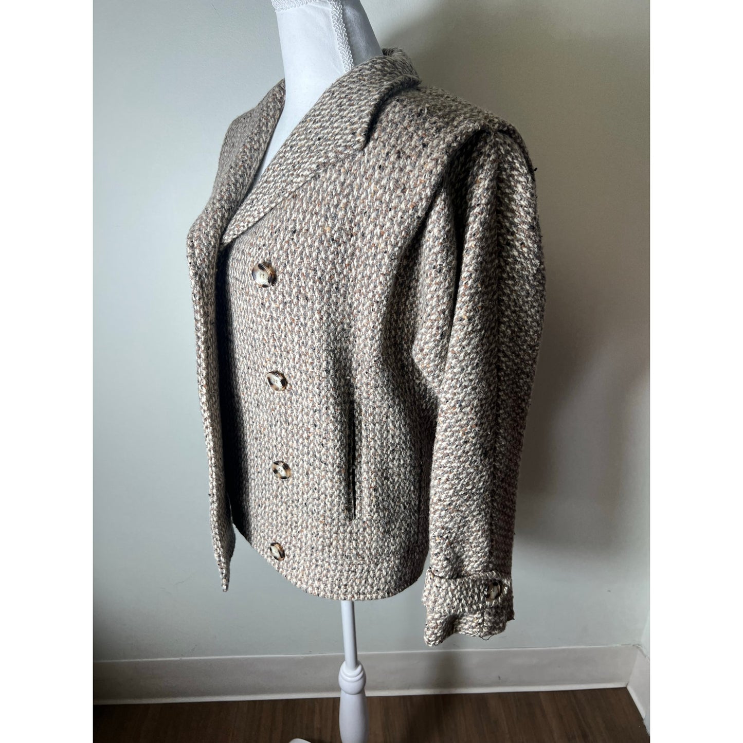 Bert Newman Brown Tweed Wool Coat Size 2 (fits like a large)
