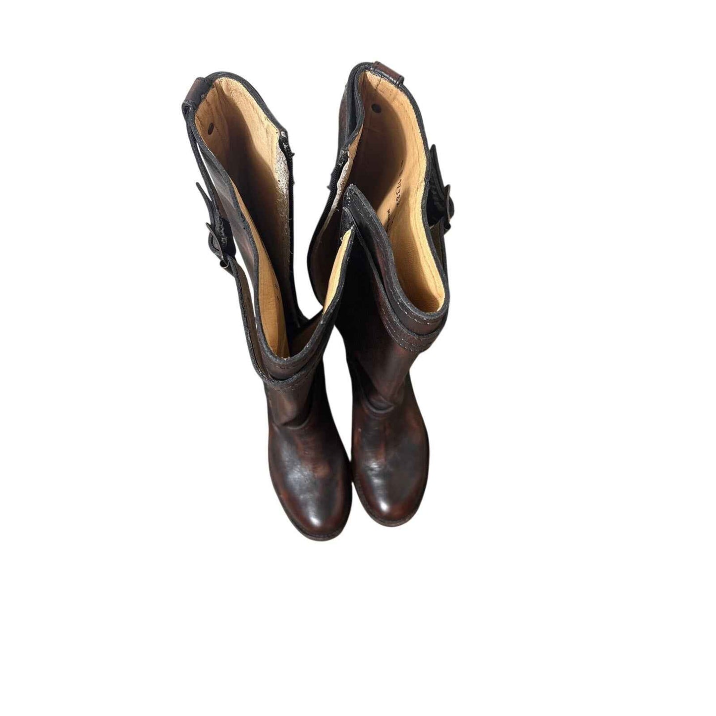 Frye Brown Buckle Leather Boots Sz 8