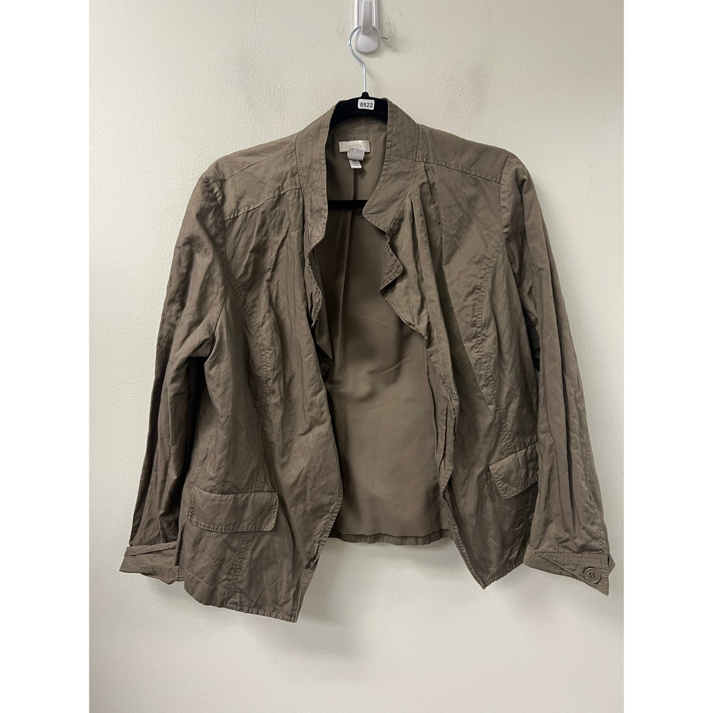 Chicos Cropped Jacket In Olive Green. Sz 2