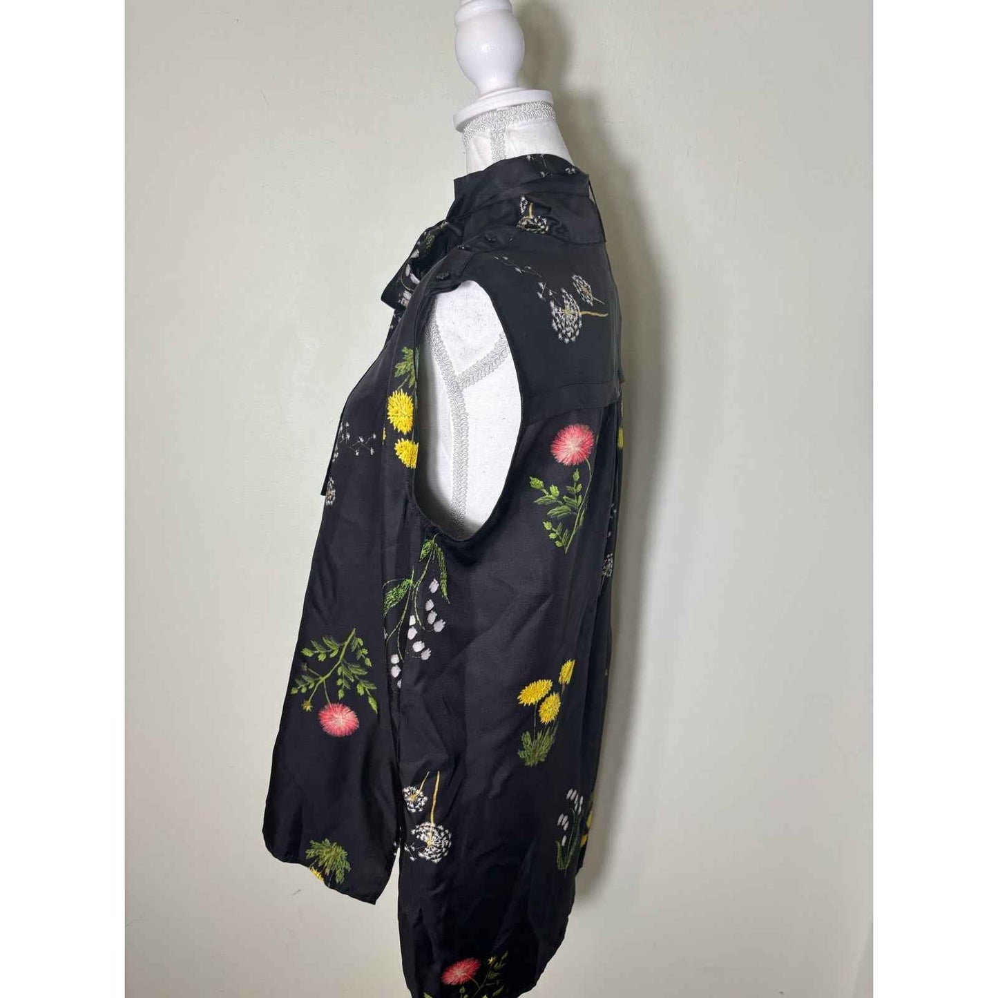 Oroton Black Wildflower Blouse Sz 10