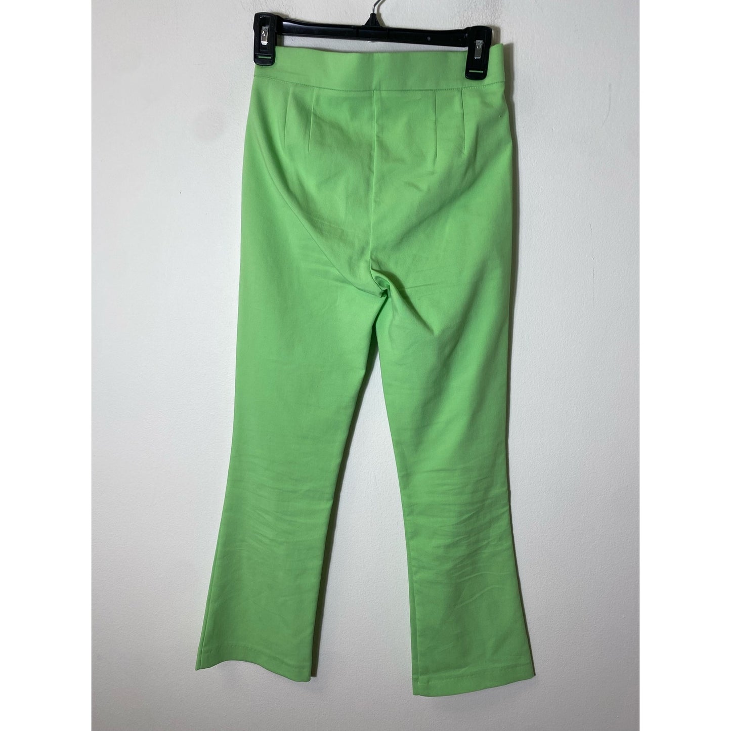 Zara Lime Green Straight Leg Cropped Pants Sz XS