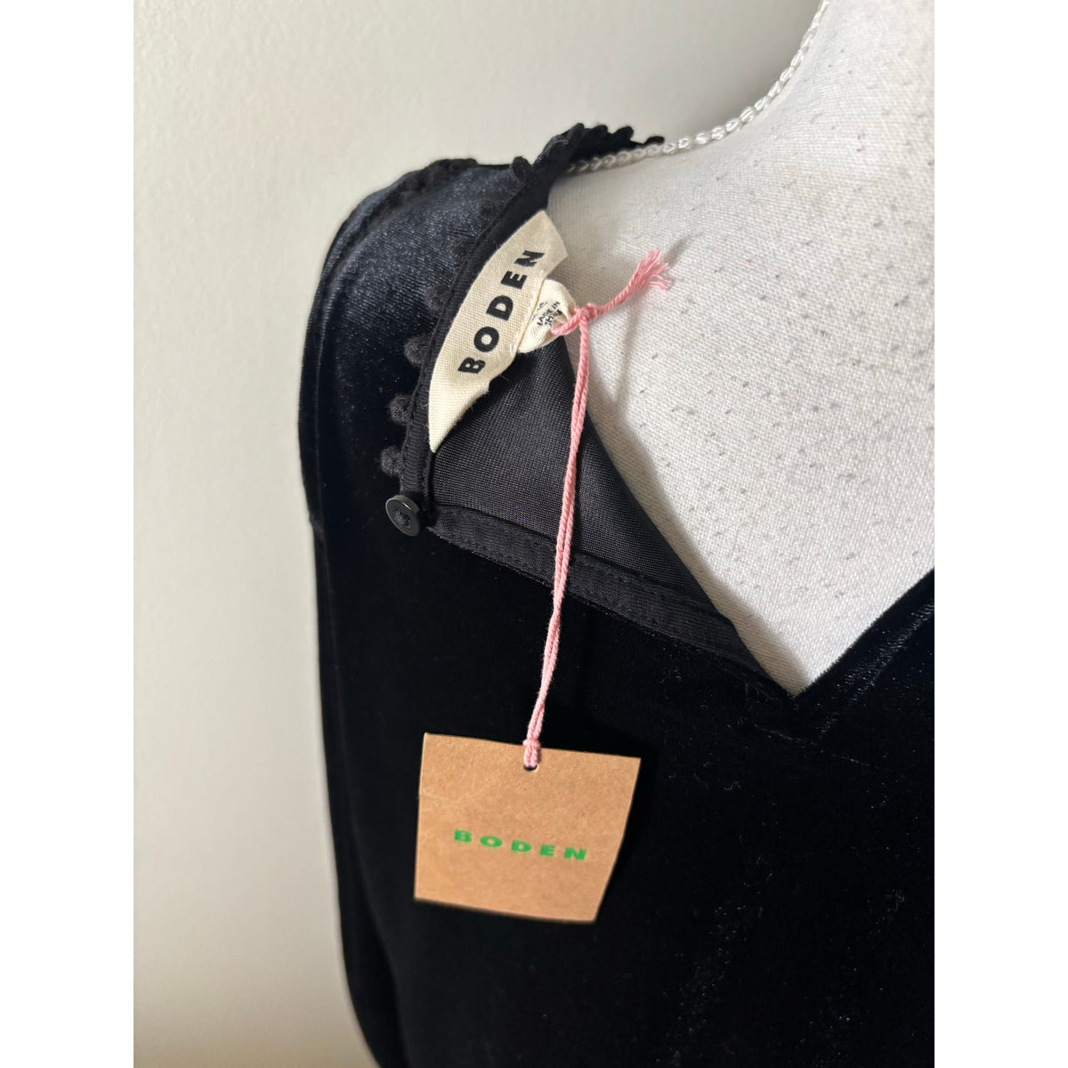 NWT Boden Black Velvet Long Sleeve Shirt Sz 10