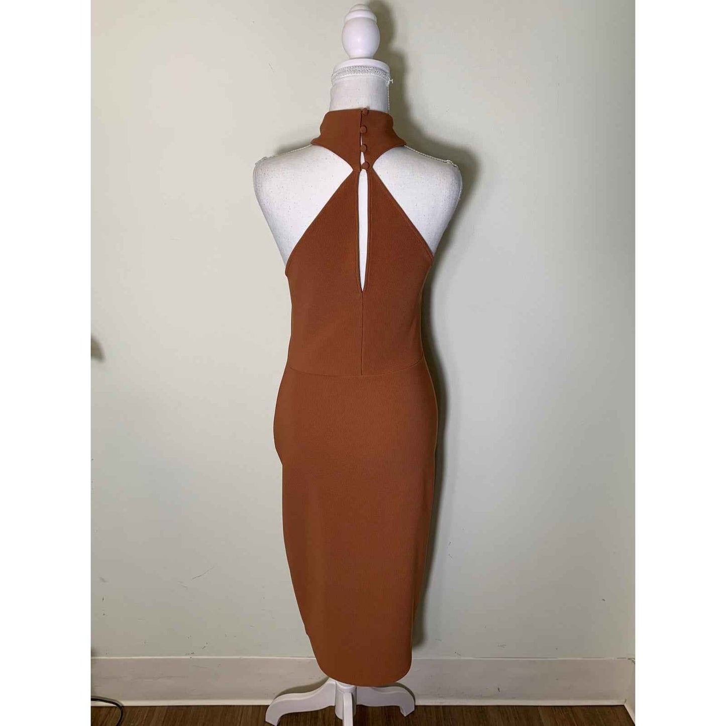 LPA Rusty Brown Sleeveless Bodycon Ribbed Midi Dress Sz S