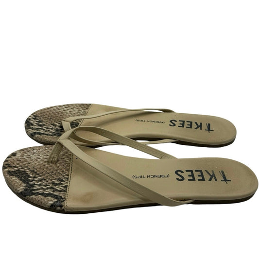 TKEES Off White Leather Flip Flop Sz 6