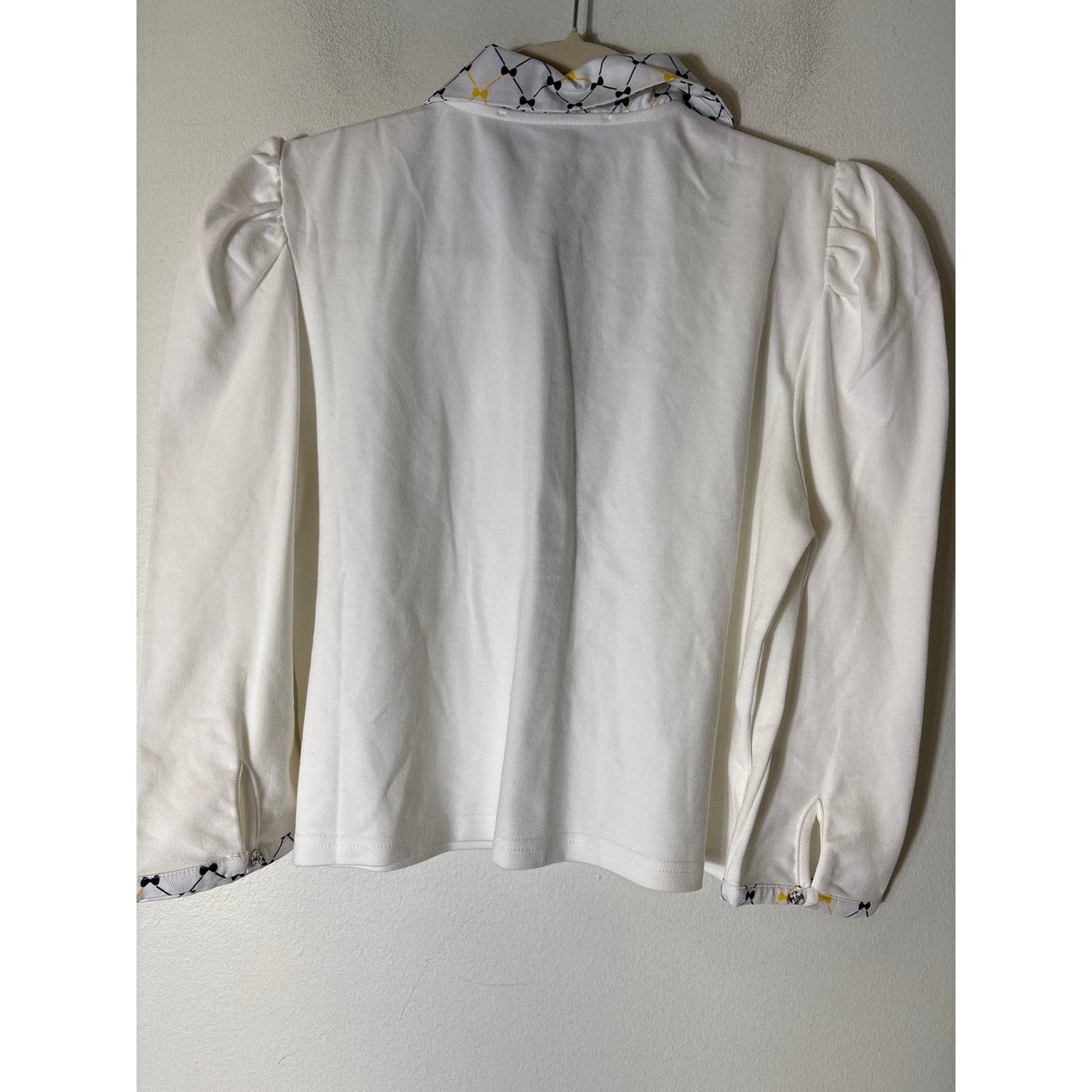 NWT Buru White & Navy Cropped Peter Pan Top Sz S