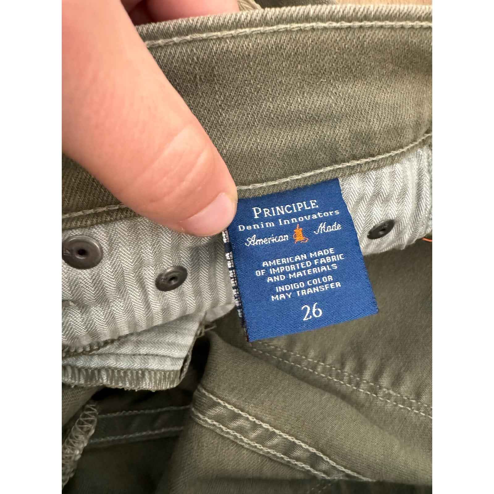 Principle Denim Innovators Green Denim Sz 26