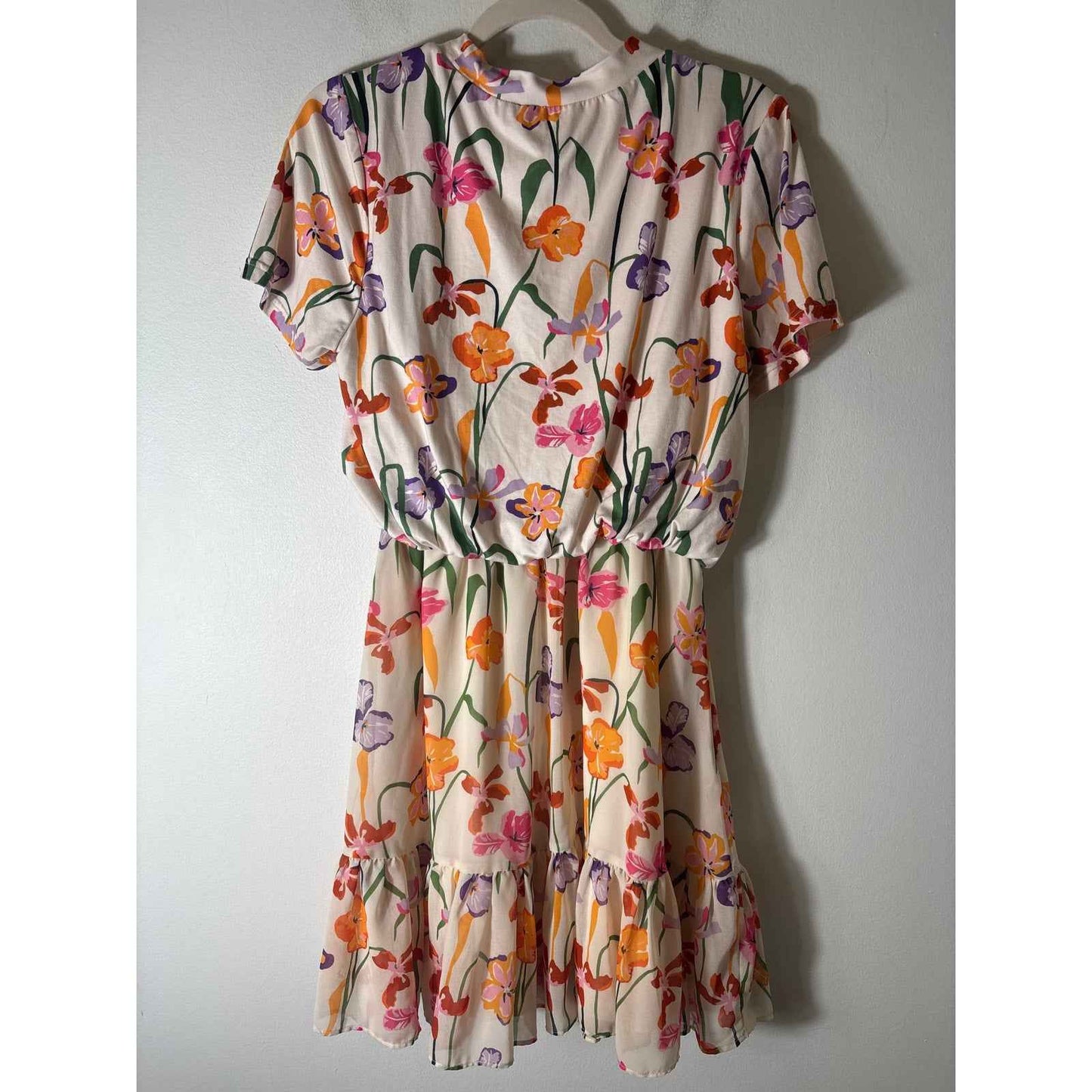 Hutch Multicolor Floral Blouson Short Sleeve Knee Midi Dress Sz M