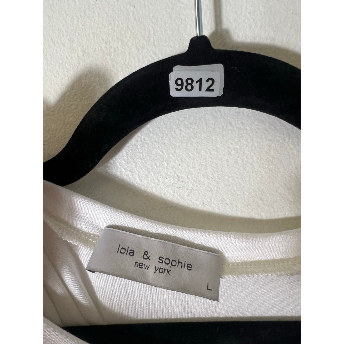 lola & sophie White Mixed Media Cap Sleeve Blouse Sz L