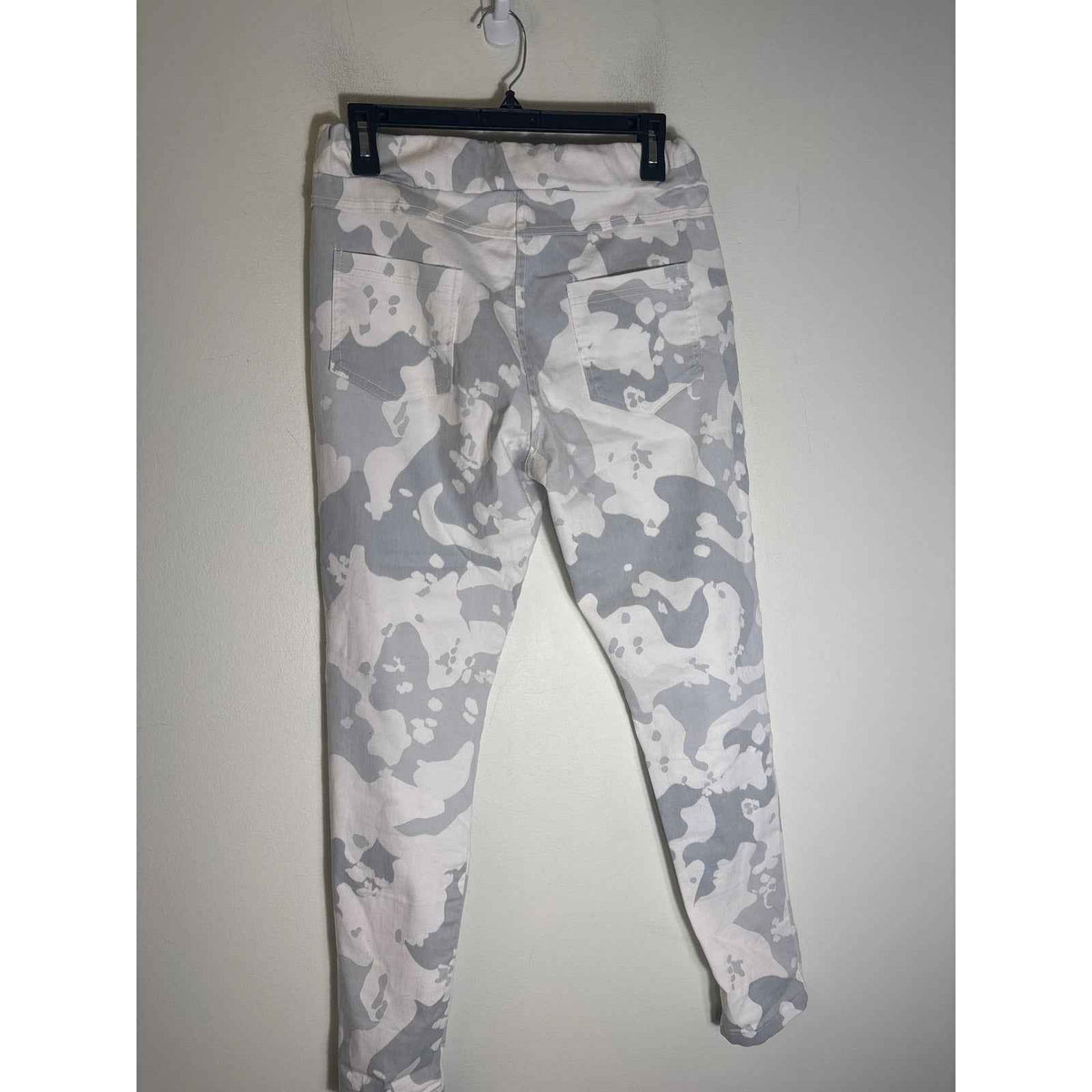 Gigi Moda White Gray Elastic Waist Pull On Pants Sz M