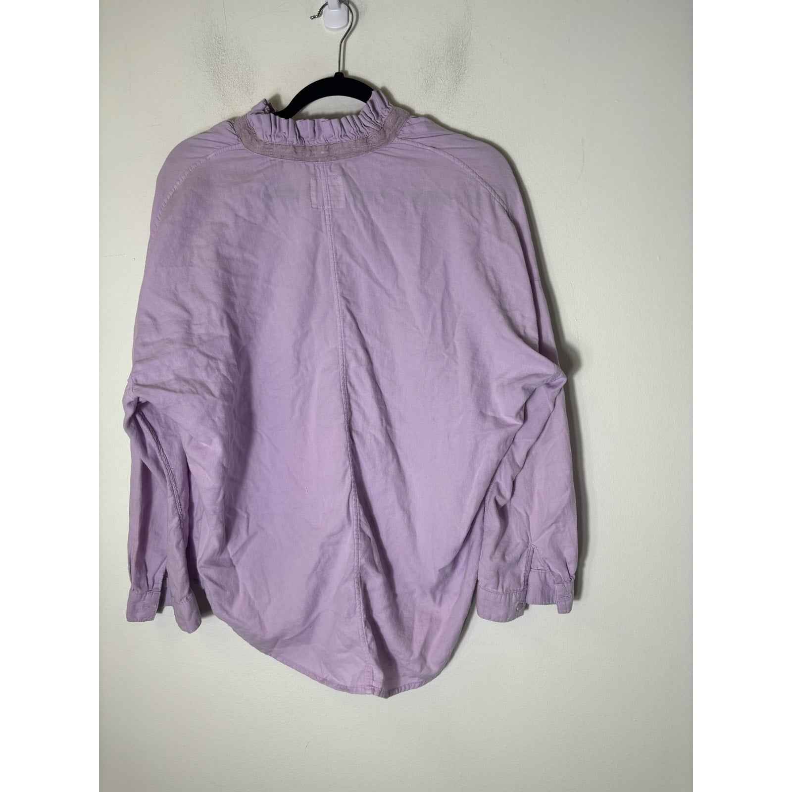 A Shirt Thing Lavender Long Sleeve Ruffle Collar Cotton Shirt Sz M