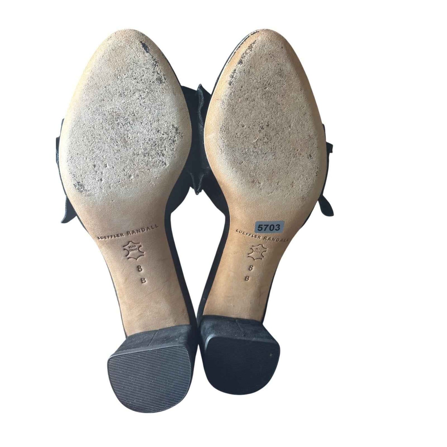 Loeffler Randal Black Suede Ruffle Slip On Sandal Sz 8