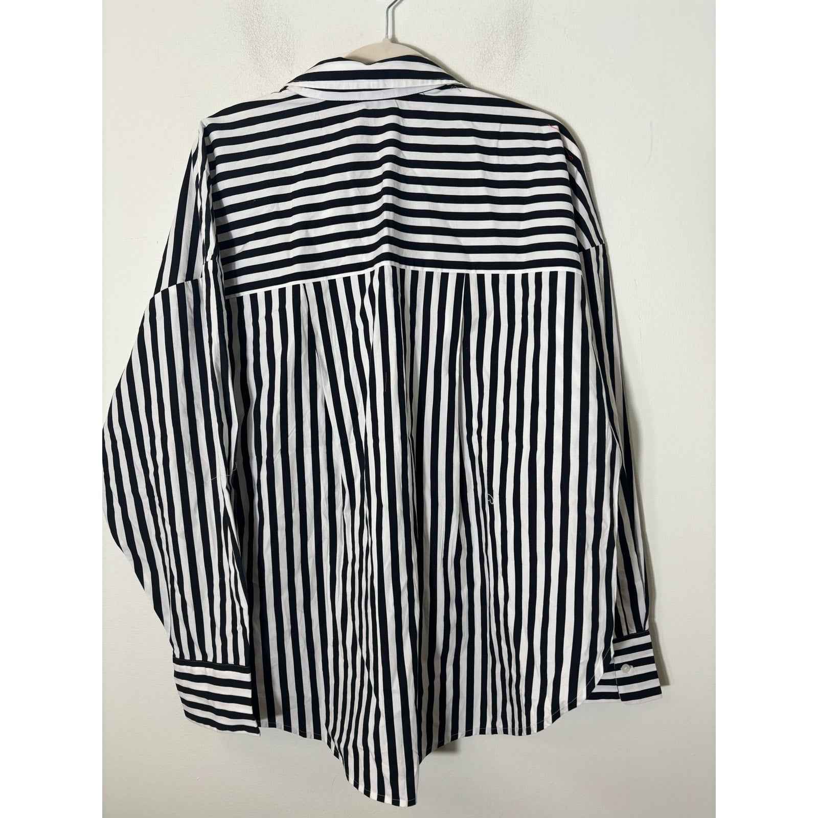 NWT Express Black and White Stripe Boyfriend Shirt Sz XL