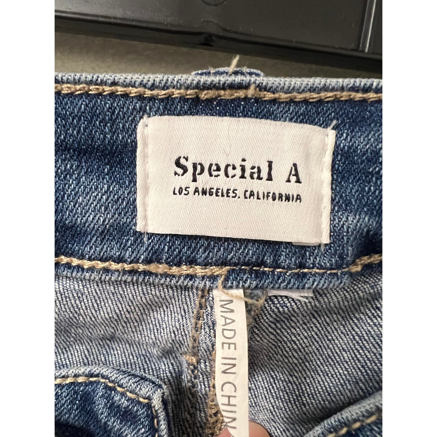 Special A Ripped Straight Leg Blue Jeans Sz 3