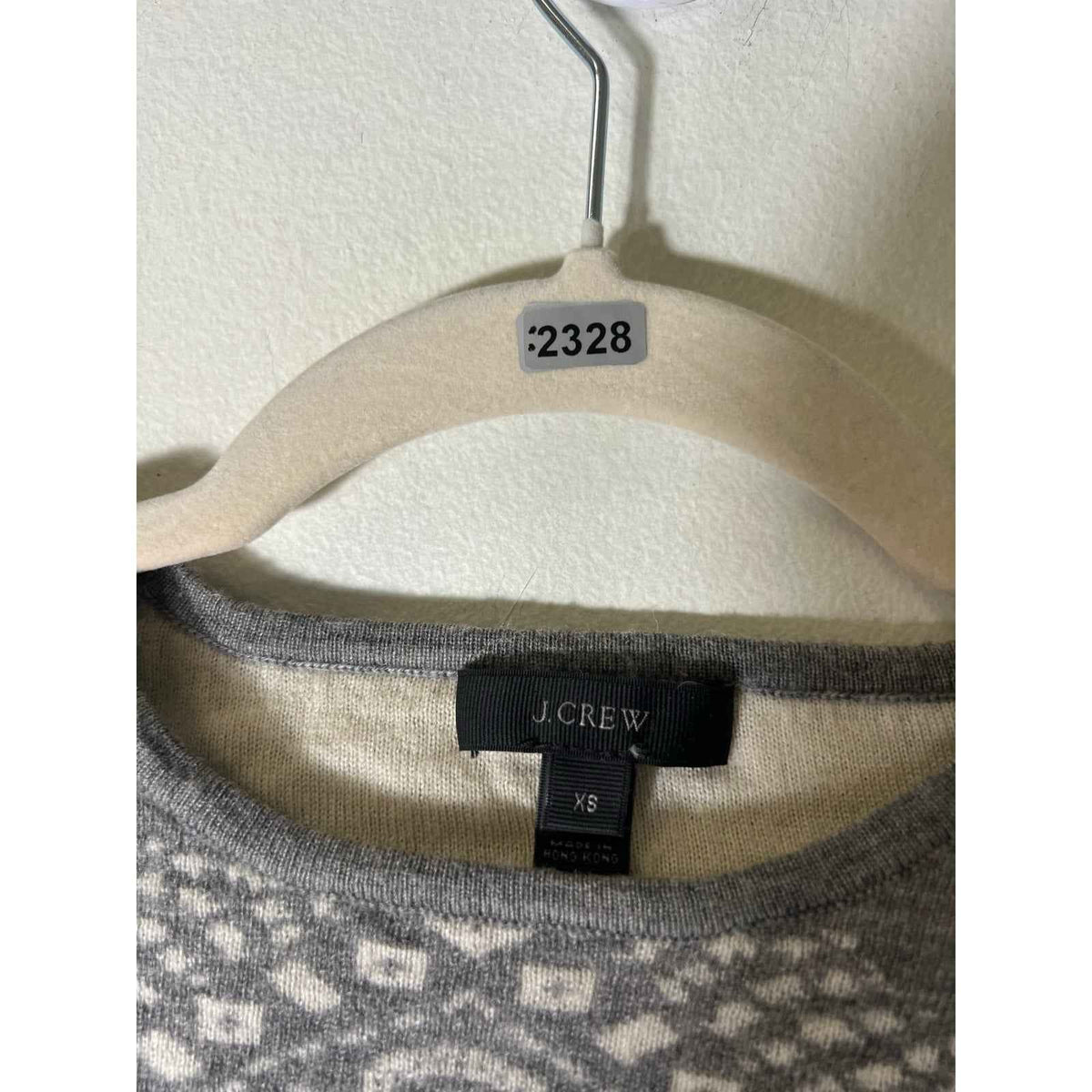 J Crew Gray and White Snowflake Pullover Sweater Sz XS