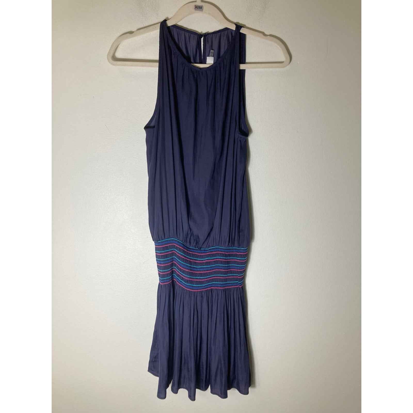 Do + Be Navy Blue Smocked Waist Mini Dress Sz M